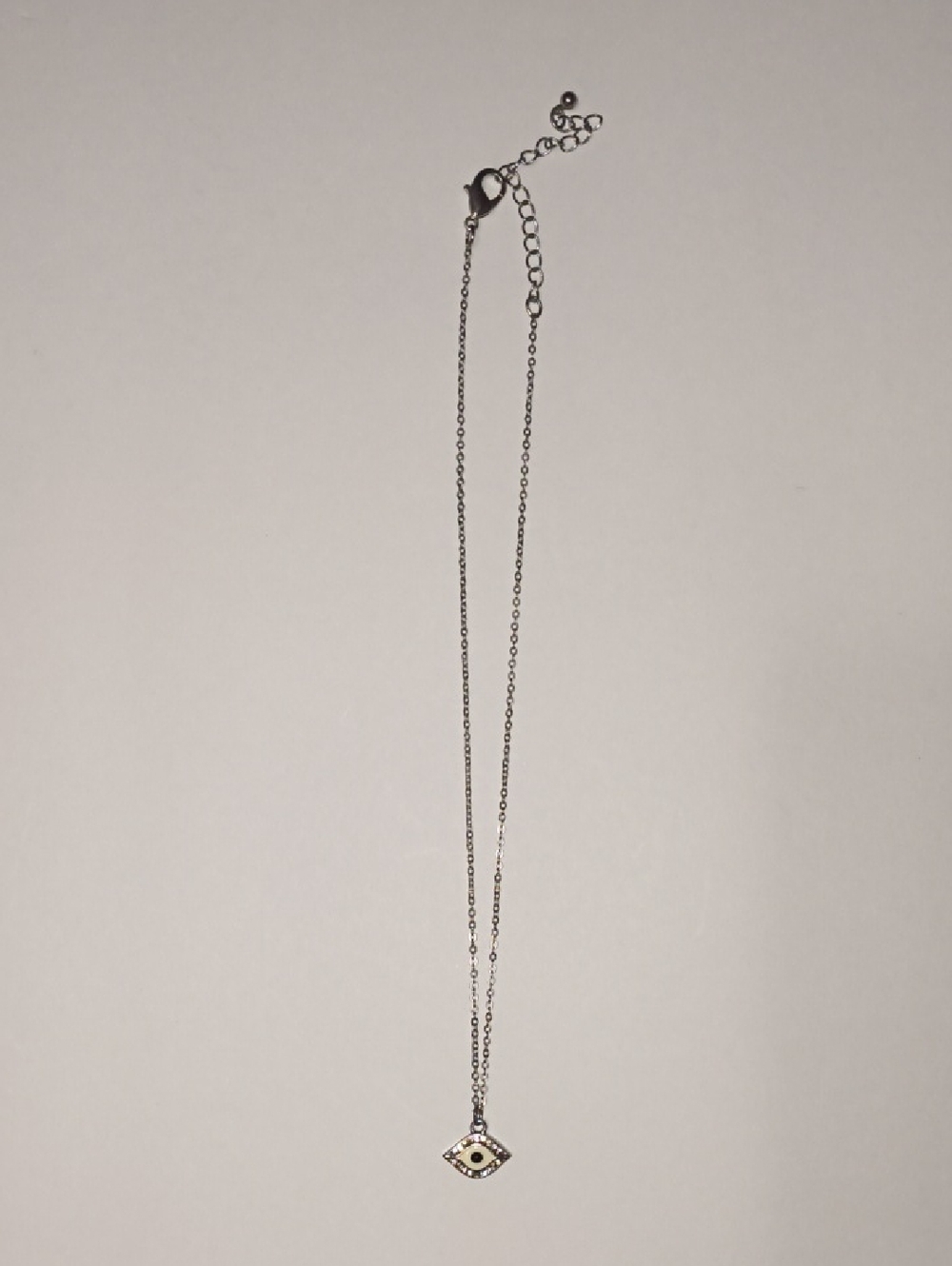 Sterling-Tone Evil Eye Pendant Necklace in Cream and Black - Women Jewelry